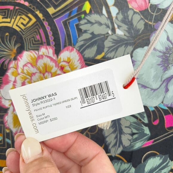 Johnny Was Floral Midi Dress - Black and Multicolor - Picture 10 of 14